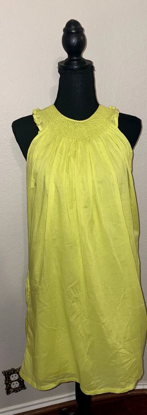 J. Crew Lime Neon Smocked High Neck Dress  Size XS